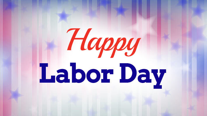 Stars and stripes with text that reads Happy Labor Day